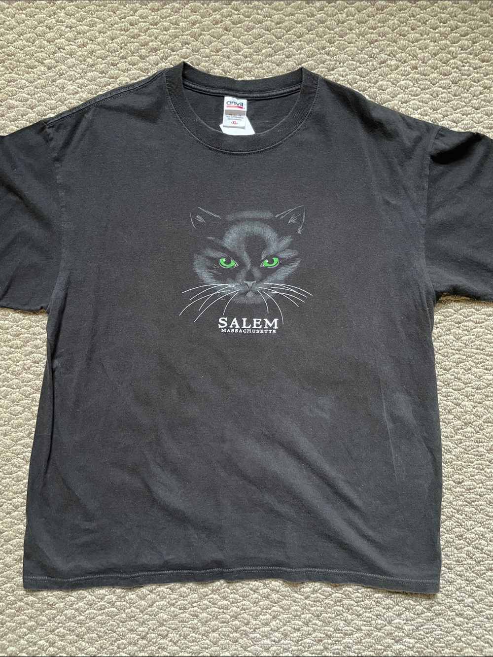 Y2K Spooky Black Cat Salem Massachusetts t shirt